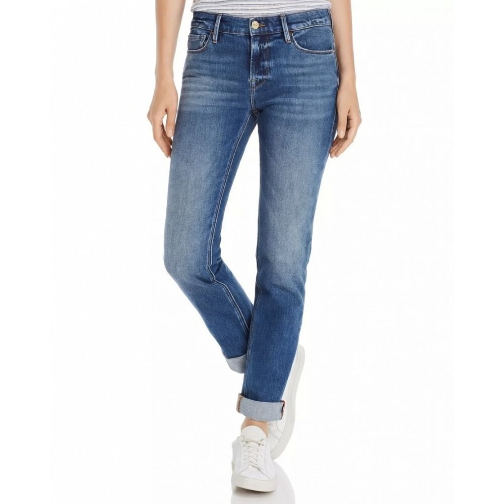 NWT Frame Le Nik in Moma Low Slung Relaxed Straight Stretch Jeans 25 $225